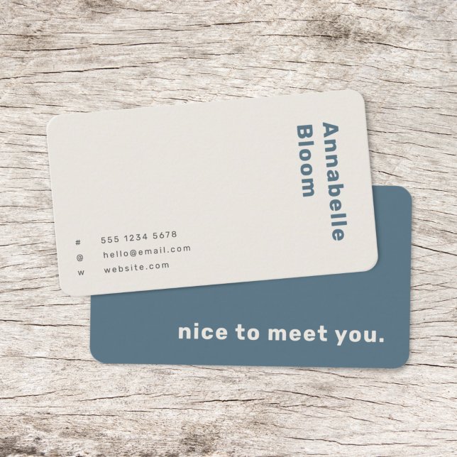 Skandinavisches Rauchblau Minimalistisch Einfach Visitenkarte (Von Creator hochgeladen)