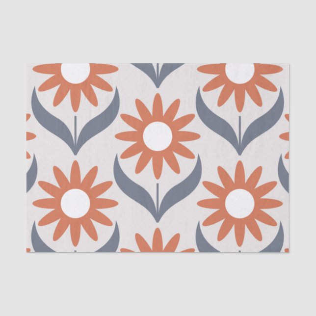 skandinavisches Retroblumenmuster, Retro-Blume, Vi Seidenpapier (Vorderseite)