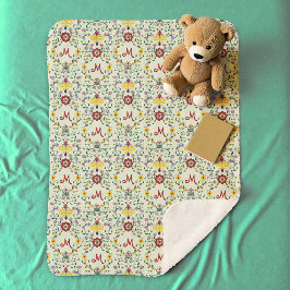 Skandinavisches Rosemaling Monogram Muster Nordic Sherpadecke