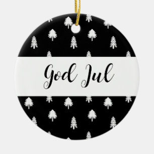 Skandinavisches Schwarz Muster Frohe Weihnachten Keramik Ornament