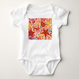 Skandinavisches Sommermeer: Starfish-Muster Baby Strampler