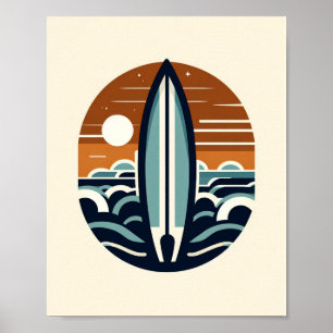 Skandinavisches Surfboard-Kunstposter Poster