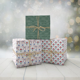 Skandinavisches Volk Hand gezeichnet Grünen Weihna Geschenkpapier Set