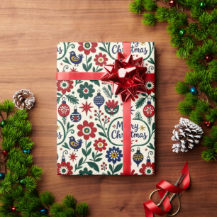 Skandinavisches Volksfest Frohe Weihnachten Geschenkpapier