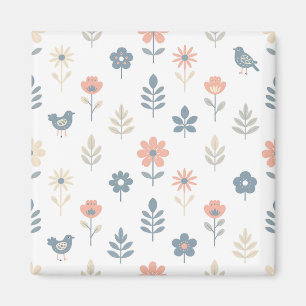 Skandinavisches Volkskunst-Blumen-Vogel-Muster Magnet