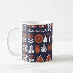 Skandinavisches Volkskunst-Vintage-Muster Kaffeetasse