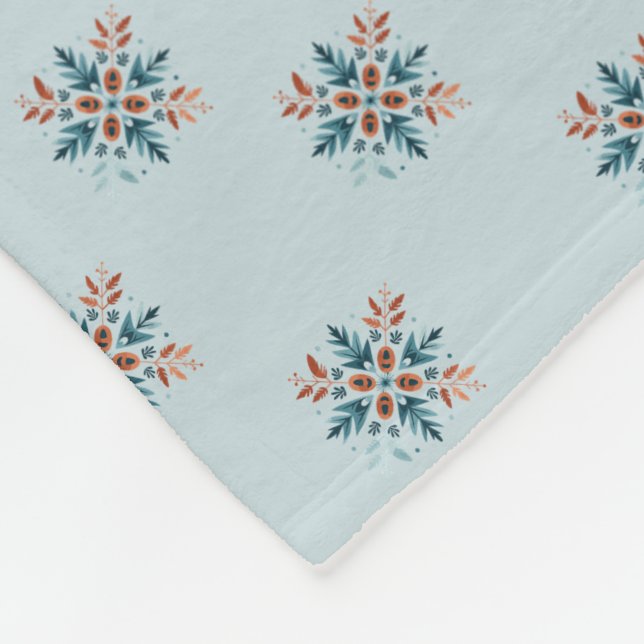 Skandinavisches Volkssnowflake Motiv Muster Fleecedecke (Ecke)