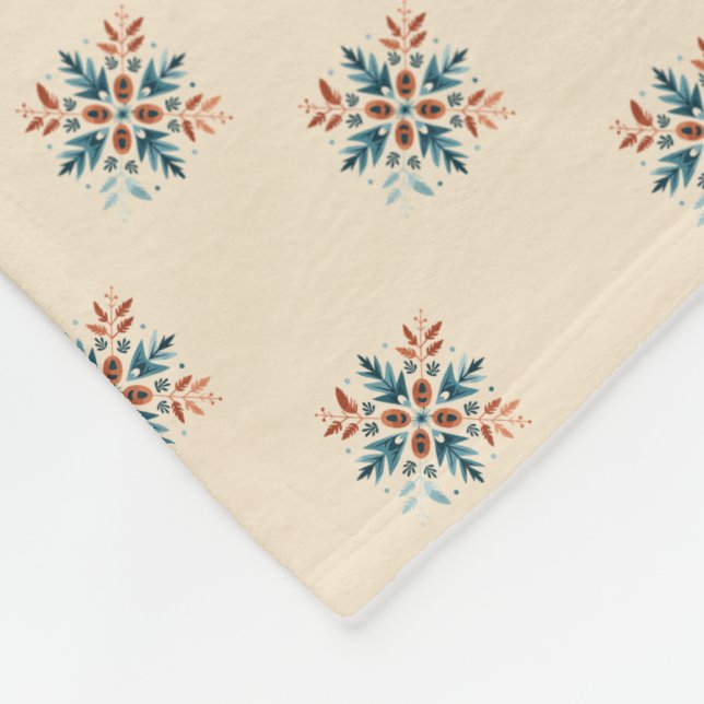 Skandinavisches Volkssnowflake Motiv Muster Fleecedecke (Ecke)