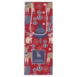 Skandinavisches Wald - Weihnachten Geschenktüte Für Weinflaschen