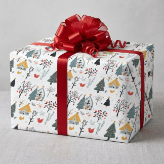 Skandinavisches Weihnachten   Geschenkpapier