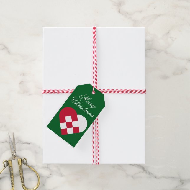 Skandinavisches Weihnachten Herz Geschenkanhänger (Mit Garn)