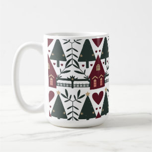 Skandinavisches Weihnachts-Hütte-Muster Kaffeetasse