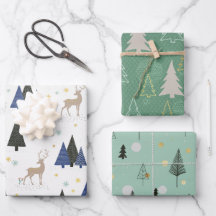 Skandinavisches Weihnachtsbaum Set von 3