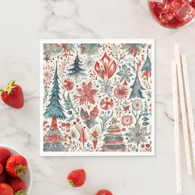 skandinavisches Weihnachtsbild Serviette (Beispiel)