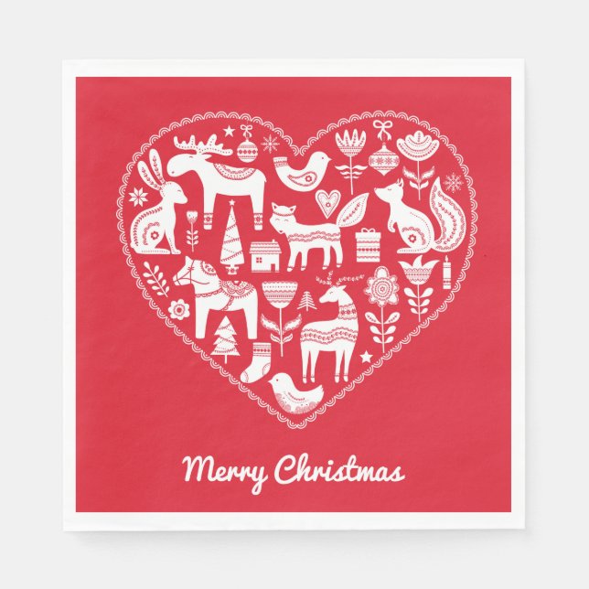 Skandinavisches Weihnachtsbuch Napkins Serviette (Vorderseite)