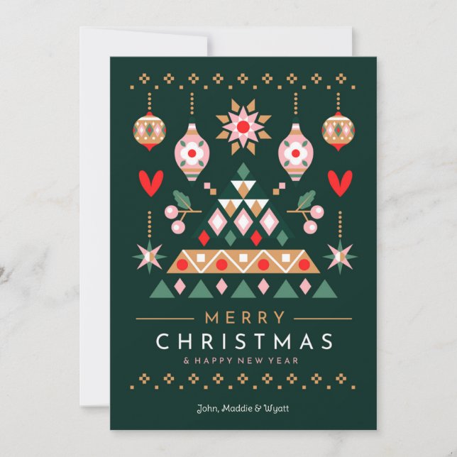 skandinavisches Weihnachtsdesign Feiertagskarte (Vorderseite)