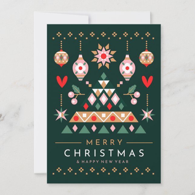 skandinavisches Weihnachtsdesign Feiertagskarte (Vorderseite)