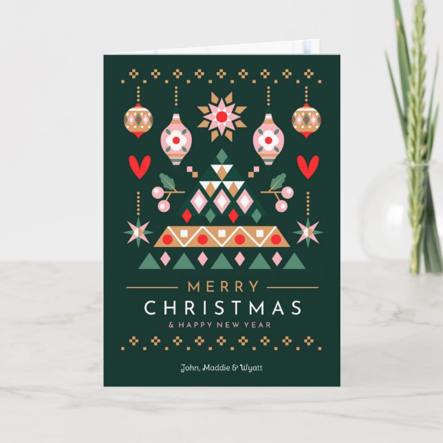 skandinavisches Weihnachtsdesign Feiertagskarte (Vorderseite)