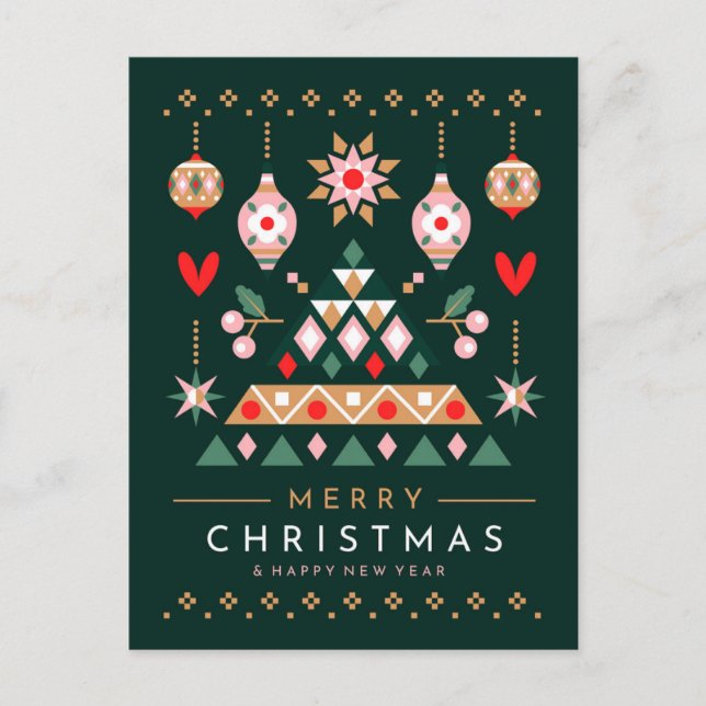 skandinavisches Weihnachtsdesign Feiertagspostkarte (Vorderseite)