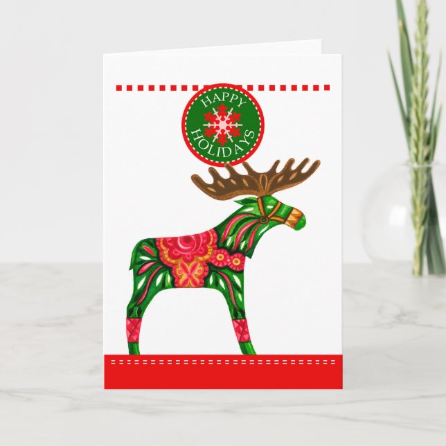 Skandinavisches Weihnachtselch geklappte Grußkarte Karte (Vorderseite)