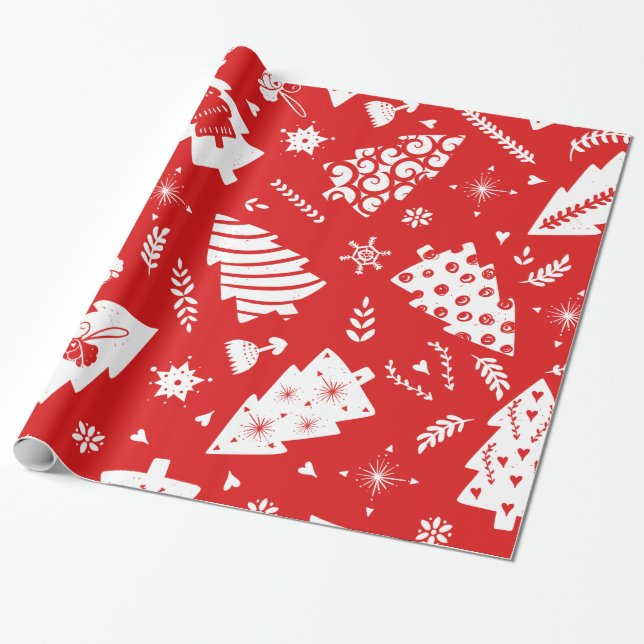 skandinavisches Weihnachtsmuster Geschenkpapier (Ungerollt)