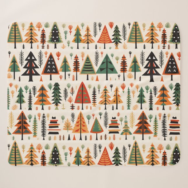 Skandinavisches Weihnachtsmuster Sherpadecke (Vorderseite (Horizontal))