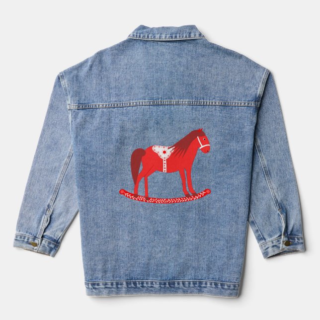 Skandinavisches Weihnachtspferd Jeansjacke (Rückseite)