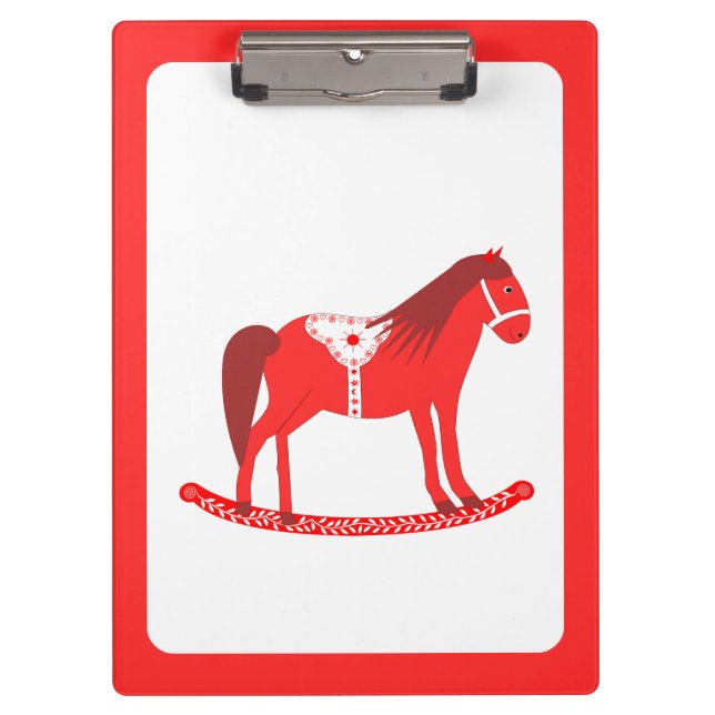 Skandinavisches Weihnachtspferd Klemmbrett (Vorderseite)