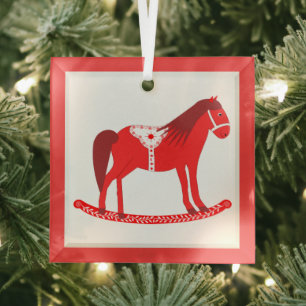 Skandinavisches Weihnachtspferd Ornament Aus Glas