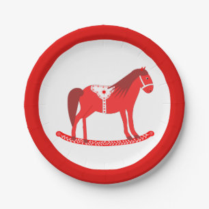 Skandinavisches Weihnachtspferd Pappteller