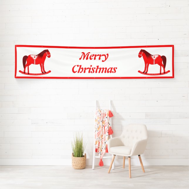 Skandinavisches Weihnachtsrockpferd Custom Banner (Insitu)