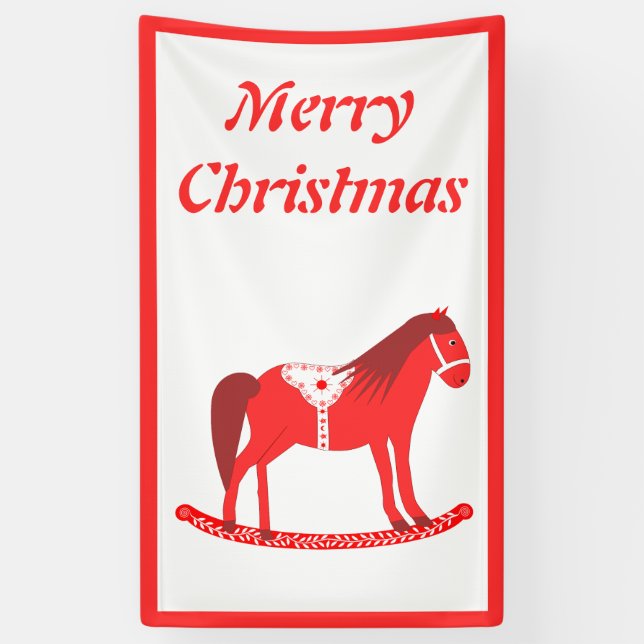 Skandinavisches Weihnachtsrockpferd Custom Banner (Vertikal)