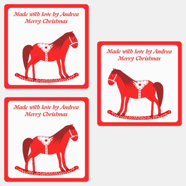 Skandinavisches Weihnachtsrockpferd Custom Etiketten (Gruppe)