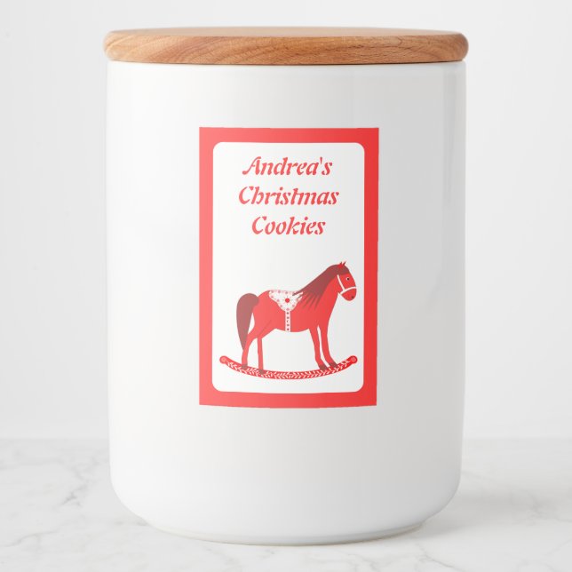 Skandinavisches Weihnachtsrockpferd Custom Lebensmitteletikett (Vorderseite)