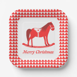 Skandinavisches Weihnachtsrockpferd Custom Pappteller