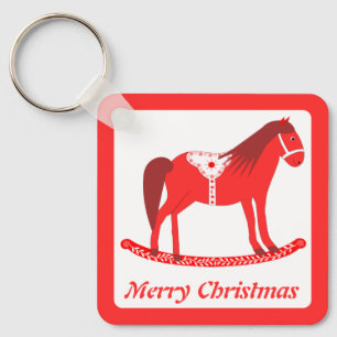 Skandinavisches Weihnachtsrockpferd Custom Schlüsselanhänger