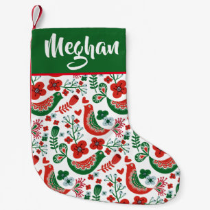 Skandinavisches Weihnachtsvogel-Muster - Kleiner Weihnachtsstrumpf