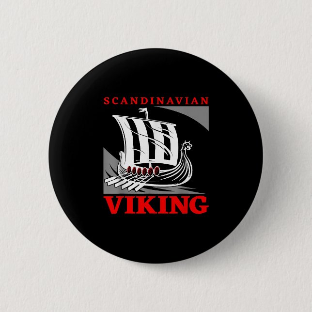 Skandinavisches Wikinger-Schiff Drachenboot Drakka Button (Vorderseite)