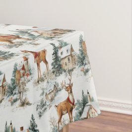 Skandinavisches Winterdorf Rentiertoile Tischdecke