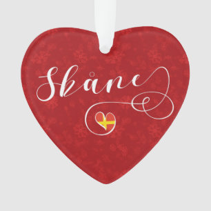 Skåne Flag Heart, Schweden, Scania Ornament