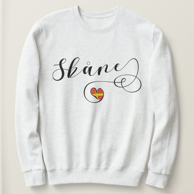 Skåne Flag Heart, Schweden, Scania Sweatshirt (Design vorne)