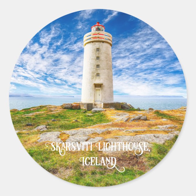 Skarsviti Lighthouse, Island Runder Aufkleber (Vorderseite)