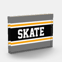 SKATE Athletic Gray Black Yellow Racing Streifen