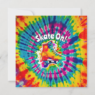 Skate auf Roller Skaten Rink Gefärbte Krawatte Hip Einladung