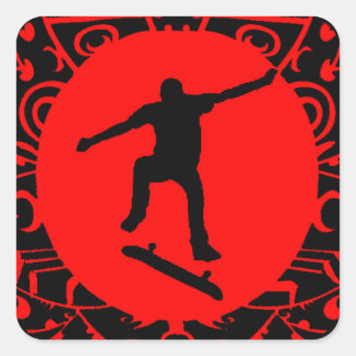 SKATE AUF ROT QUADRATISCHER AUFKLEBER