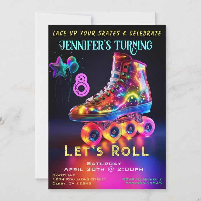 Skate Birthday Party Einladung (Vorderseite)