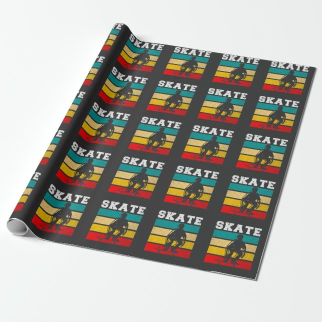Skate Boy Skateboarding Kid Retro Geschenkpapier (Ungerollt)