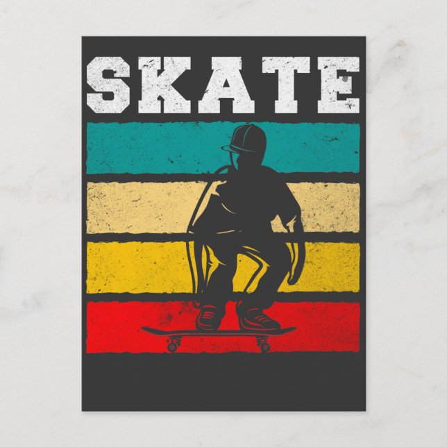 Skate Boy Skateboarding Kid Retro Postkarte (Vorderseite)