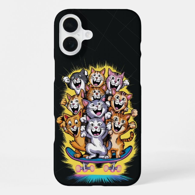 Skate Cats Squad iPhone 16 Plus Hülle (Rückseite)