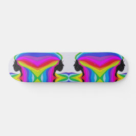 Skate Deck mit Regenbogenhaar Silhouette Skateboard